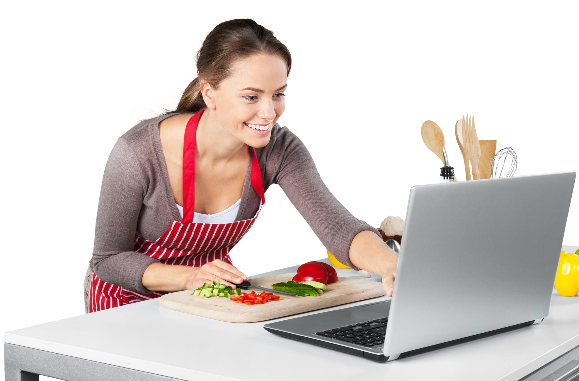 Consultation scene with chef and laptop