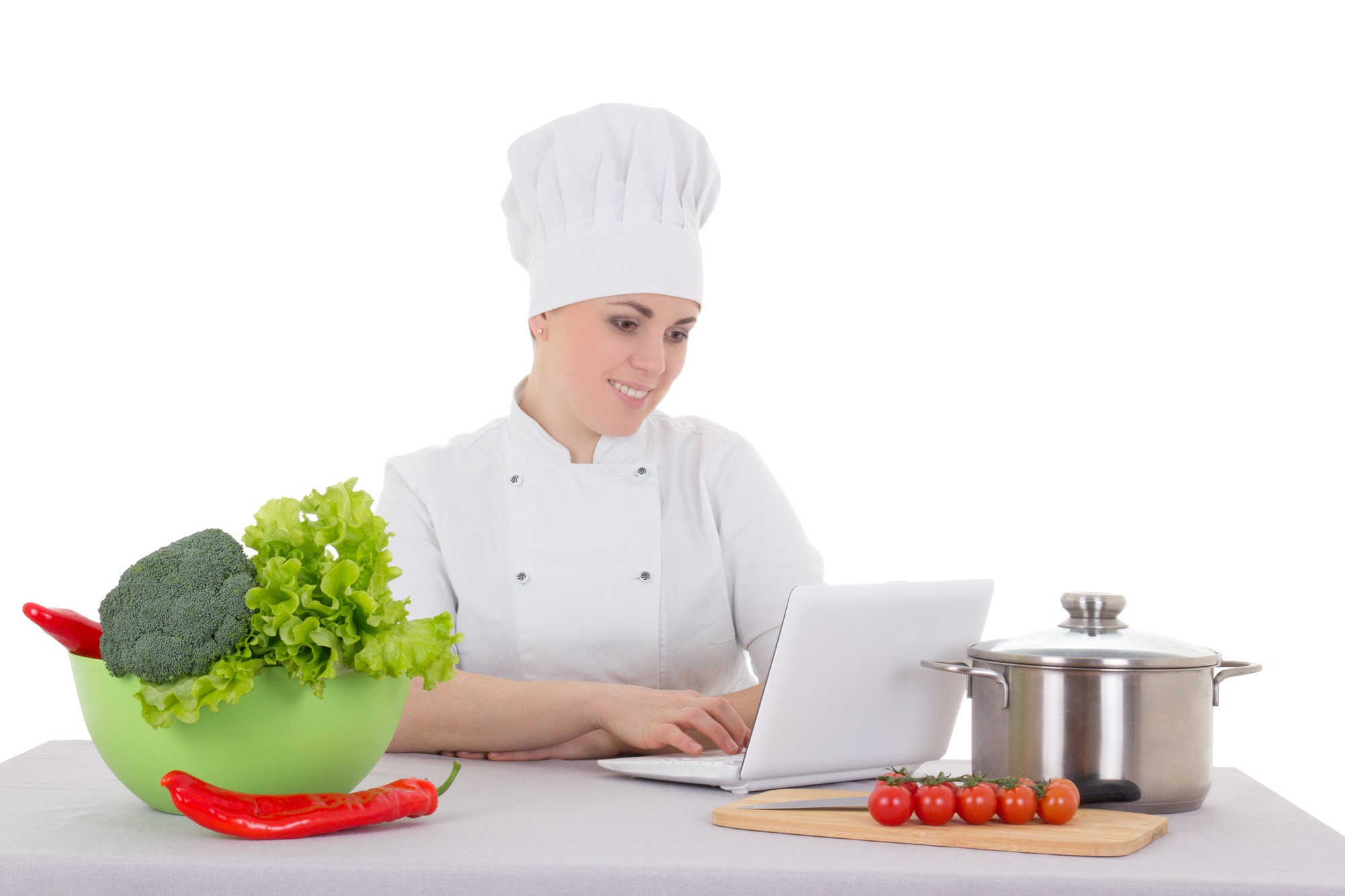 Chef teaching an online cooking class